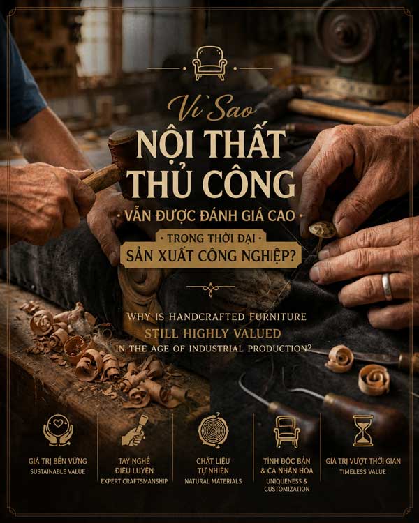 Vì Sao Nội Thất Thủ Công Vẫn Được Đánh Giá Cao Trong Thời Đại Sản Xuất Công Nghiệp?