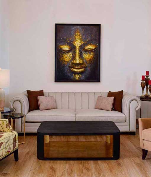 Black Gold Buddha Face Painting Austin Home Interiors
