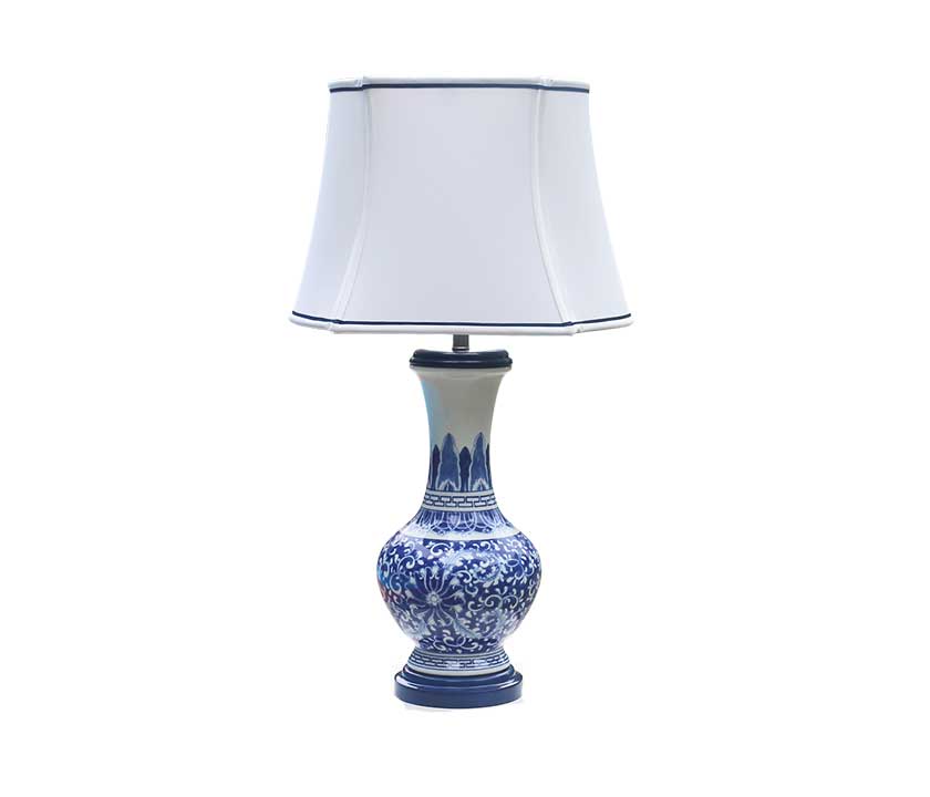 Floral Blue Bat Trang Ceramic Lamp