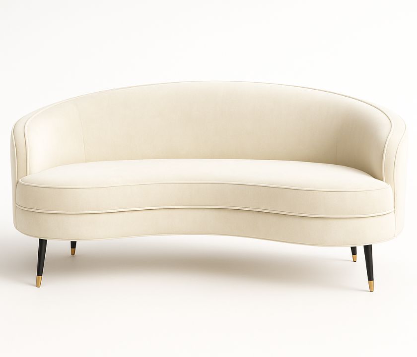 Curved Back Sofa - Ivory Beige