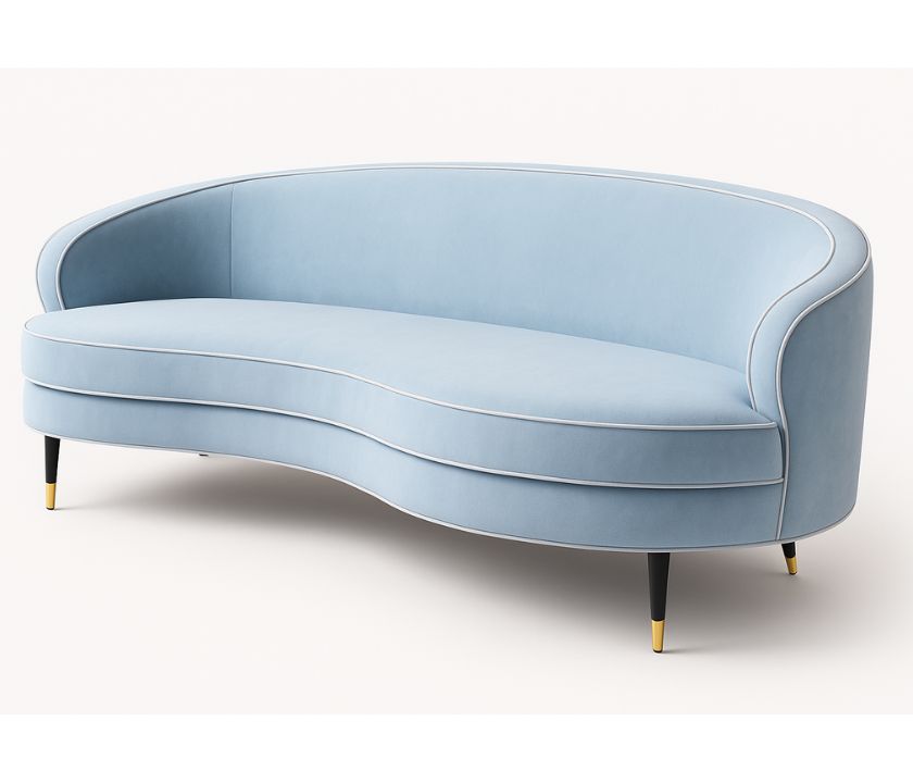 Curved Back Sofa - Light Blue