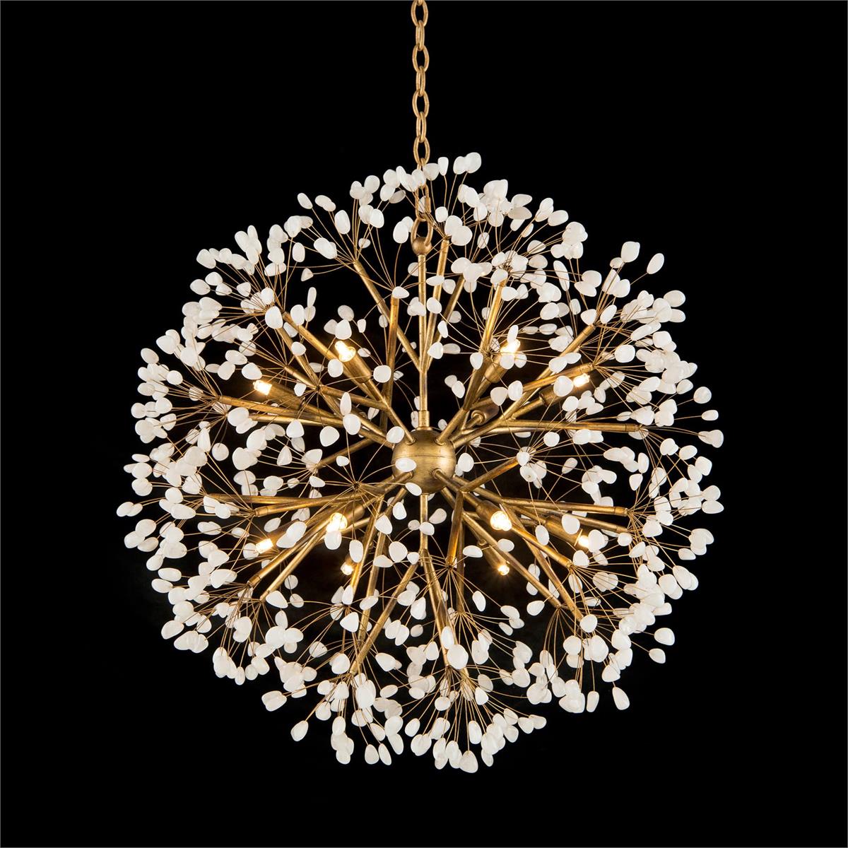 Chandeliers  Spherical Twelve-Light Stone, Quartz Chandelier