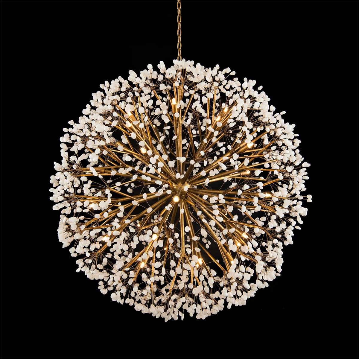Spherical Thirty-Light Stone, Quartz Chandelier
