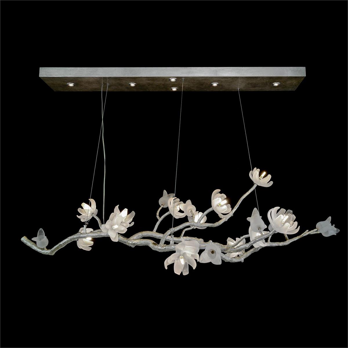 Đèn Chùm 19 bóng Churippu Magnolia & Tulip - Hoàn Thiện Lá Bạc